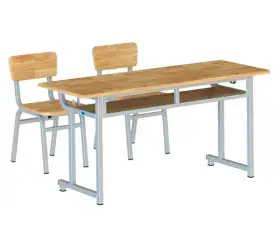 Bàn học sinh hai ghế rời gỗ cao su